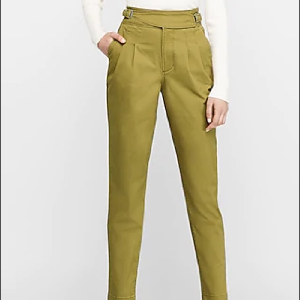 Express Super High Waisted Tapered Twill Pant 4